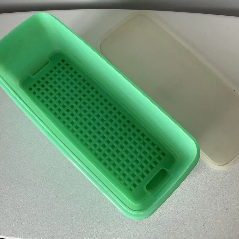 Vintage Tupperware Jade Green Celery Vegetable Keeper Crisper With Tray USA
